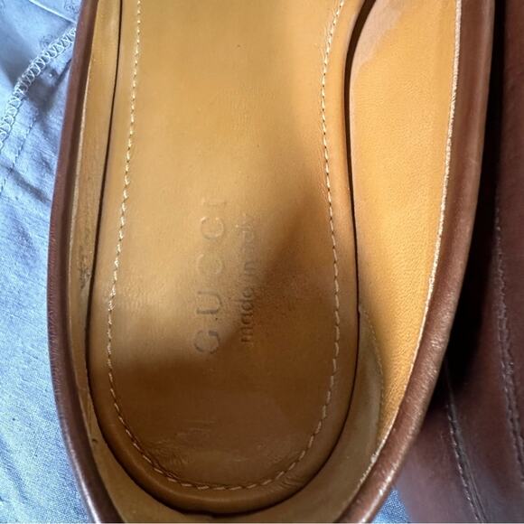 Gucci Jordaan Brown Leather Loafer Gold Horsebit Hardware Size 9 Men's - Picture 8 of 10